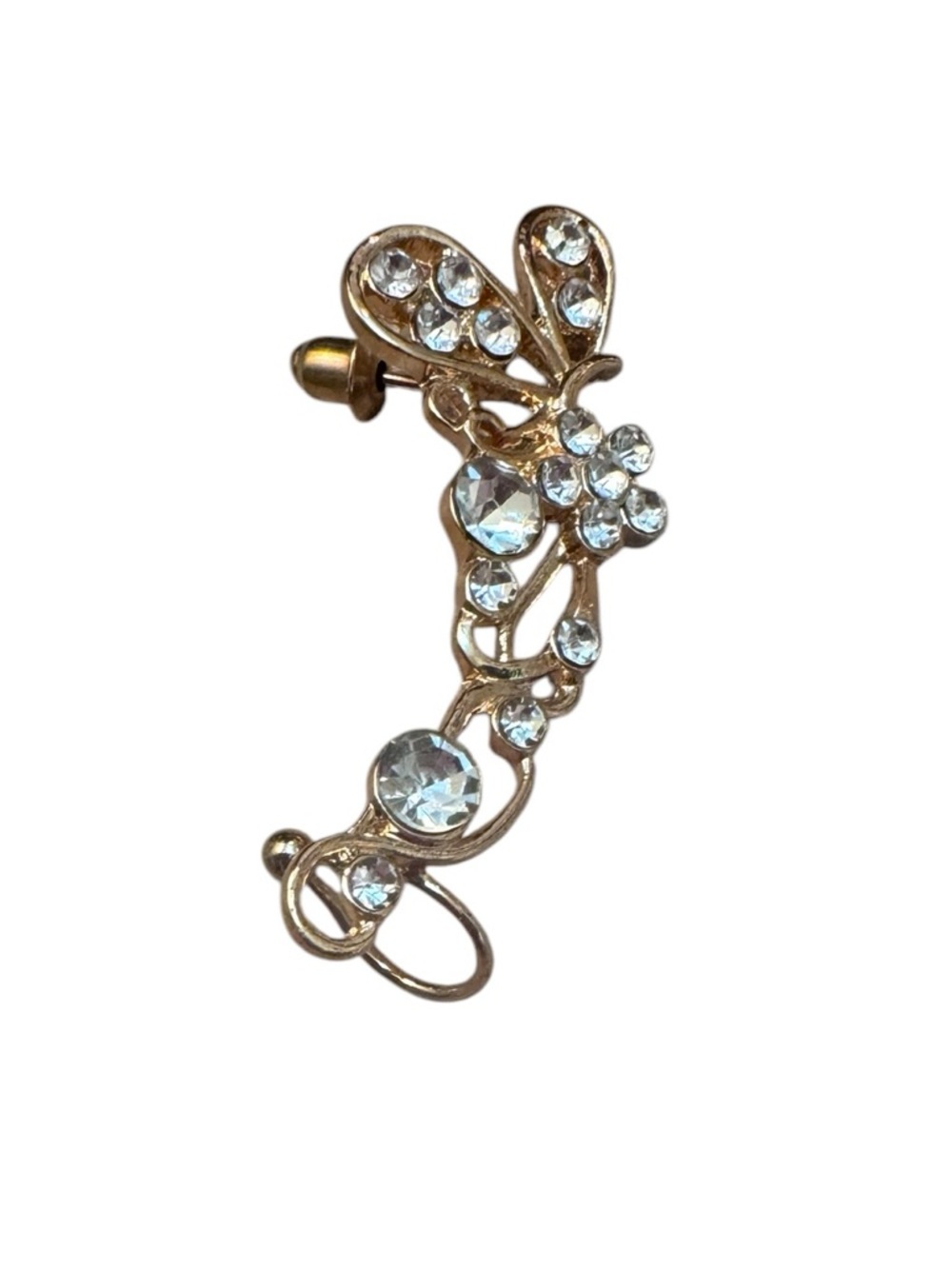 NEW! Crystal Leaf Butterfly Flower Ear Cuff Gold